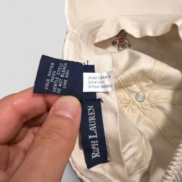 Vtg Polo Ralph Lauren Kids Cap Sit Down Bear Khaki 90s Strap Back One Size 4-6X - Picture 8 of 8